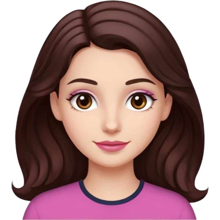 Tom de pele: clara com fundo rosado
Cabelos: longos, castanho escuro, levemente ondulados
Sobrancelhas: bem definidas e cheias
Olhos: castanhos claros (podem ser destacados com brilho)
Traços marcantes: lábios cheios e sorriso suave emoji