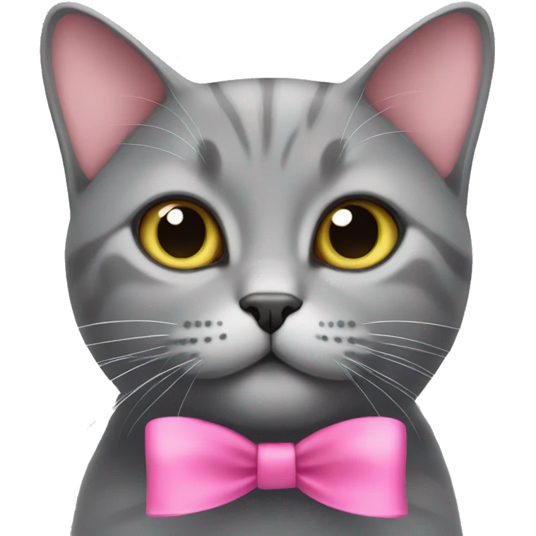 grey british cat with a pink bow  emoji