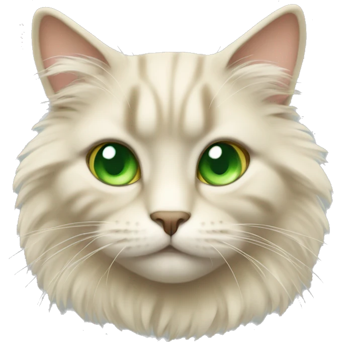 beige fluffy cat with green eyes emoji