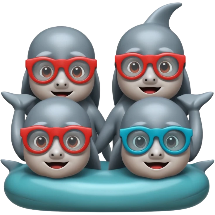 4 dolphins watching a horror film emoji