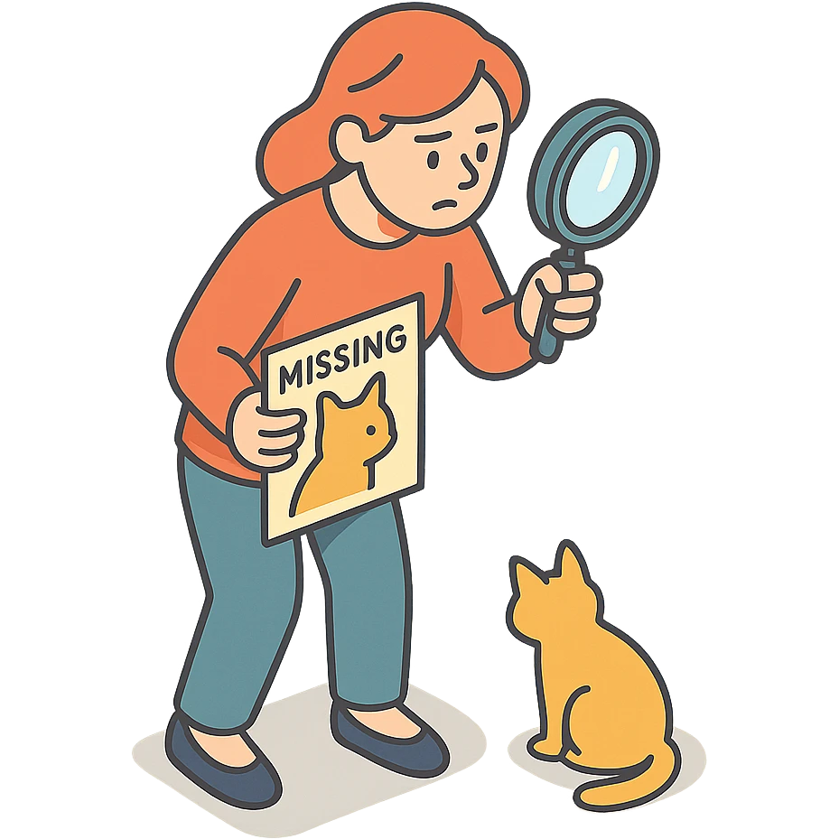 женщина ищет кошку которая пропала emoji