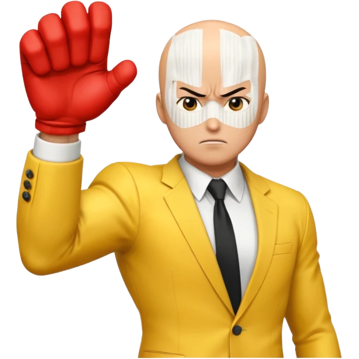 Angry Saitama with his red giant hand punching emoji