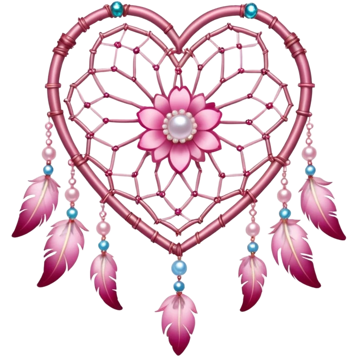 Sakura flower heart Cœur pastel suncatchers gemstones beadspearls crystals dreamcatcher emoji