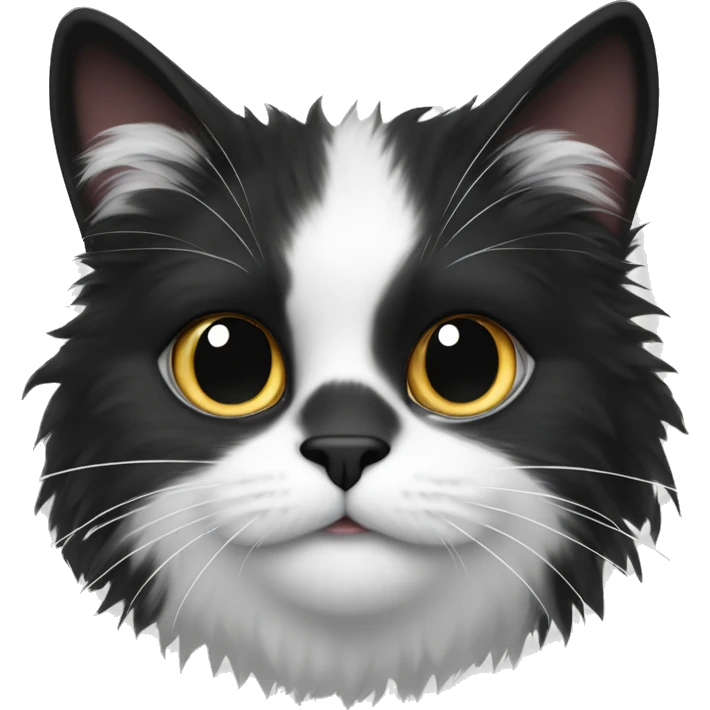 Black and white fluffy cat hearts￼ emoji
