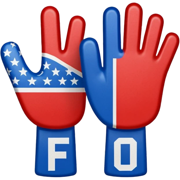 sports foam finger american football blue (#00A3E0) and red (#F9423A) emoji