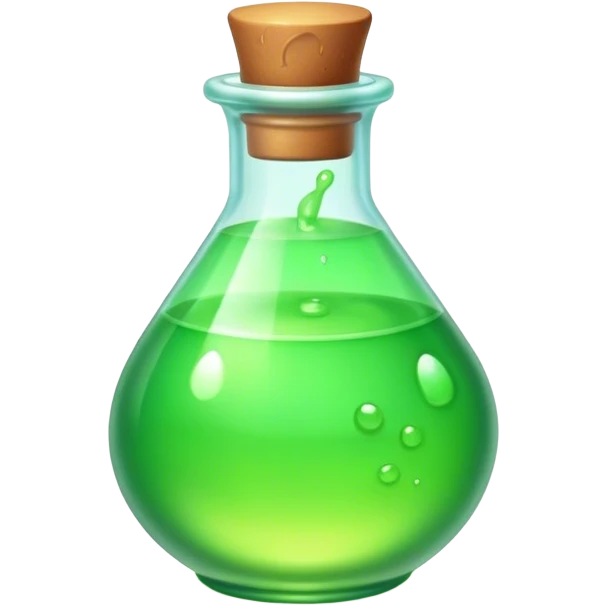 Clash of Clans aesthetic: Cinematic Playful Pixel 3D green health Potion Emoji, rendered in a 3D vector-style similar to standard emojis with minimal shading and bold, simplified shapes. A compact, distinct form with signature details, softly glowing with a pixelated adventure charm. Simplified yet unmistakably iconic, highly detailed and consistent, glowing with a soft radiance and high shine. Stylized with a touch of classic pixel-art charm and a soft glowing outline, capturing the essence of a beloved gaming relic with a friendly, playful manner! emoji