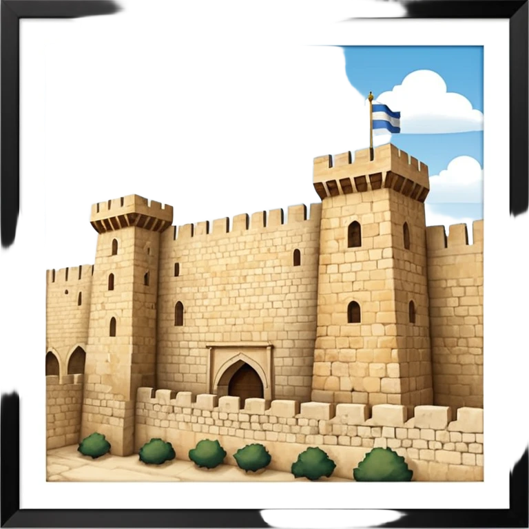 emoji highlighting the old city wall of Jerusalem with Jerusalem stone emoji
