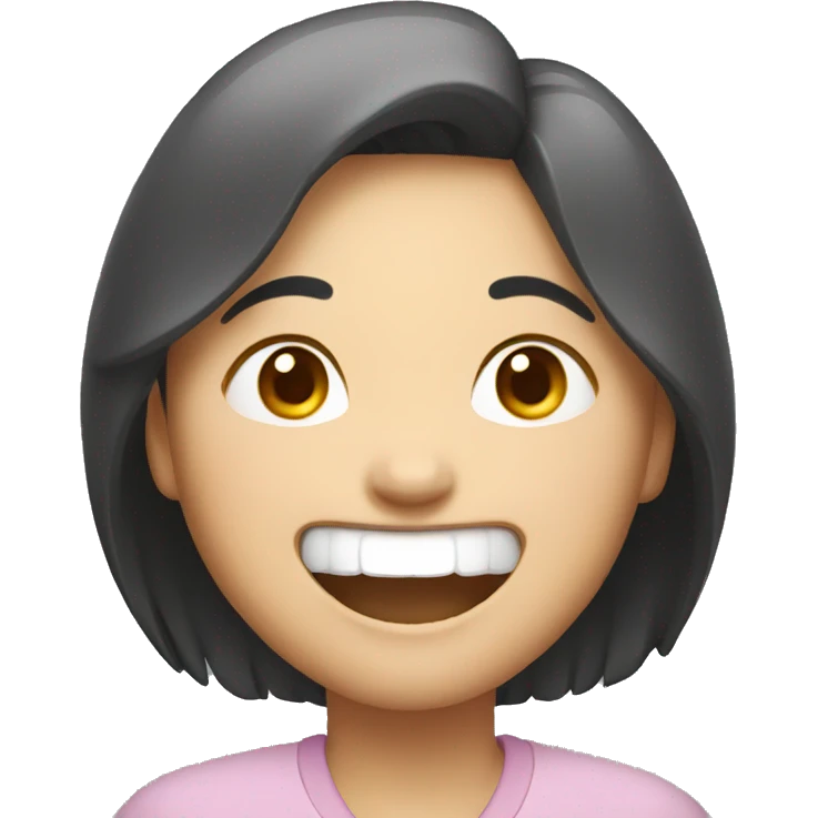 Asian woman laughing hard emoji