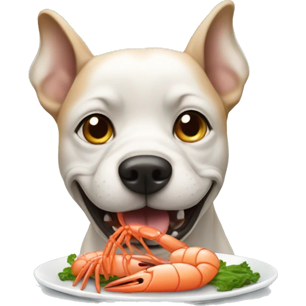 Dog eating shrimp emoji
