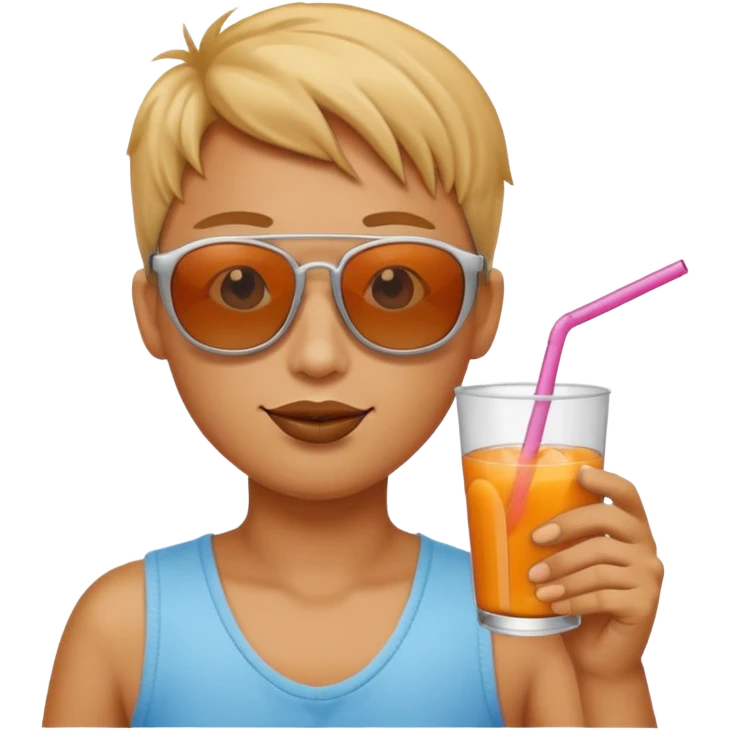 Sun is wearing sunglasses and drinking juice with stra emoji