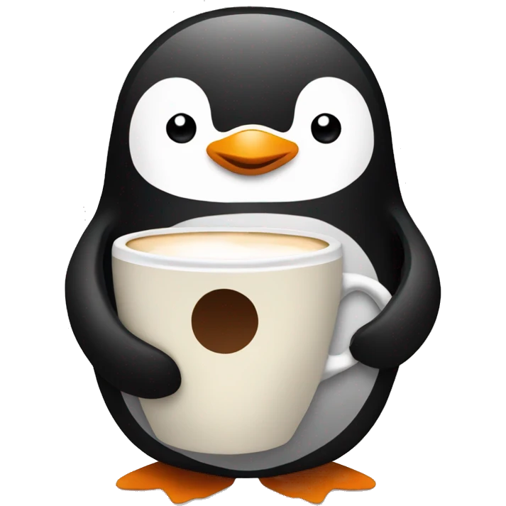 penguin with coffee cup emoji