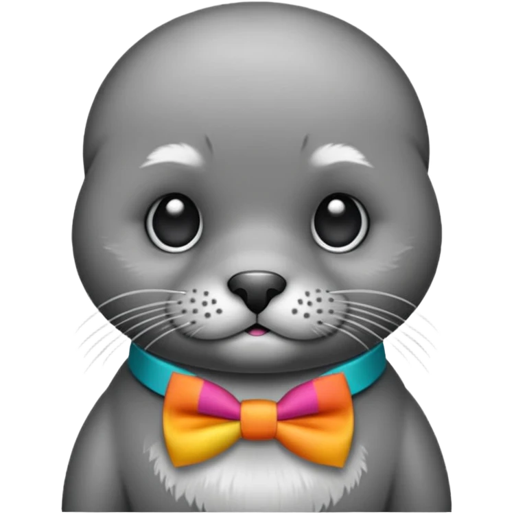 a seal wearing a colorful bow tie emoji