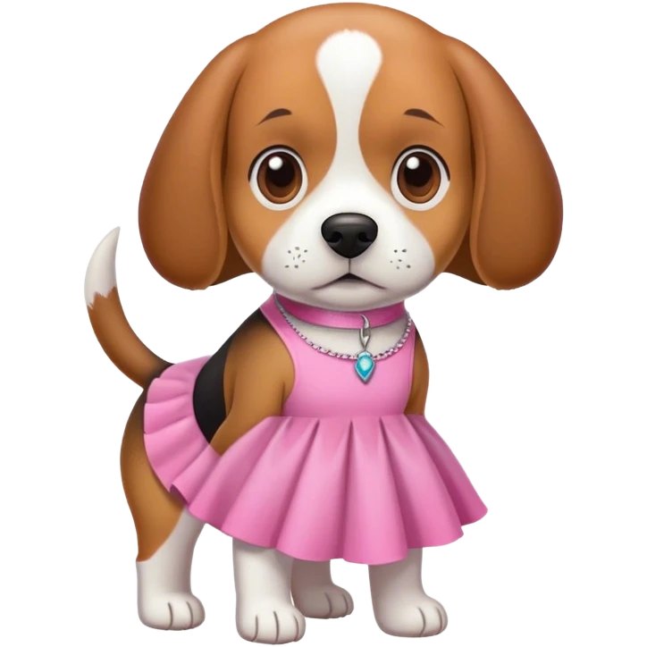 Beagle dog wearing a pink dress emoji