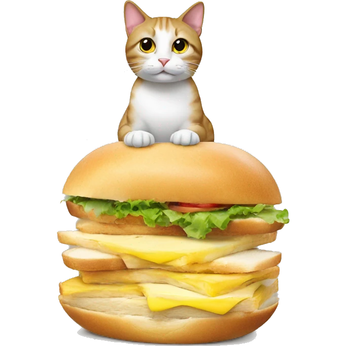 cat on top of egg sandwich emoji