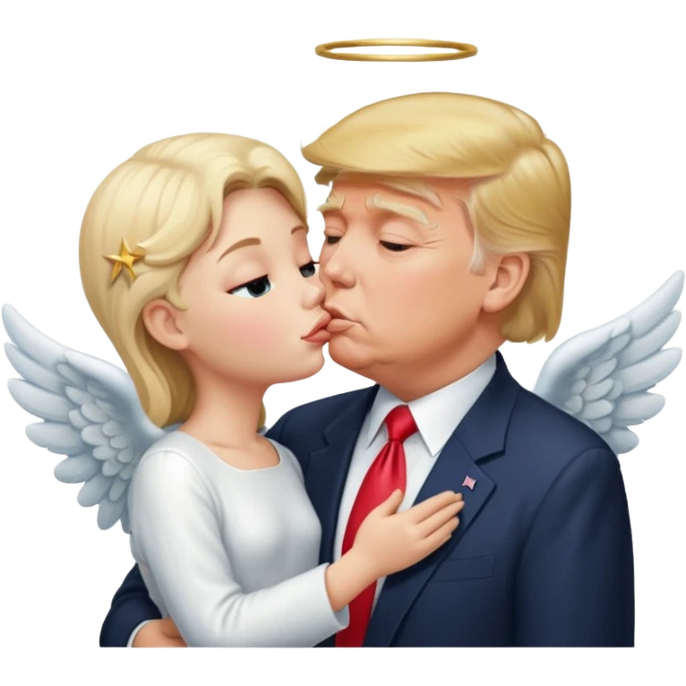 Donald Trump kissing Hitler but hitler is an angel emoji