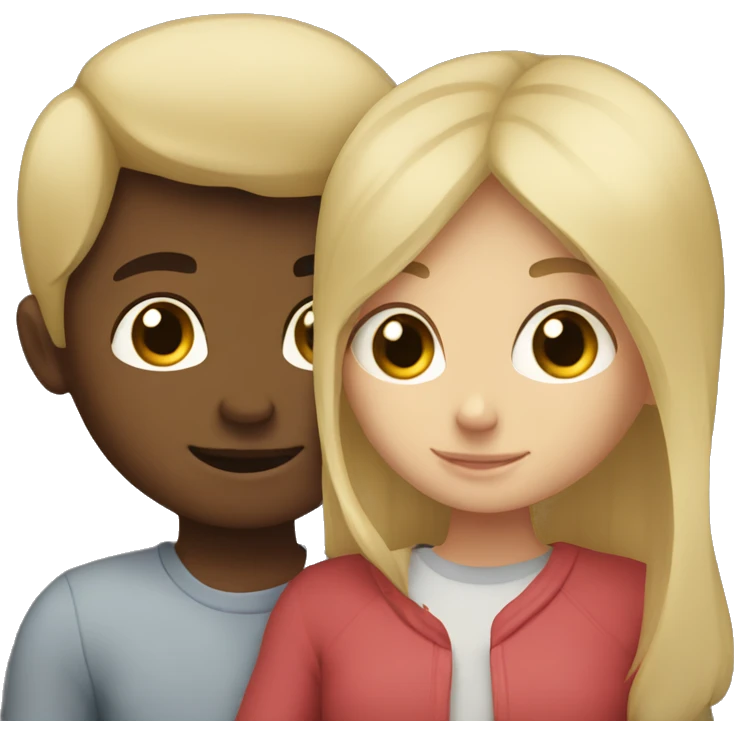 Blonde girl and brunette boy cuddling emoji