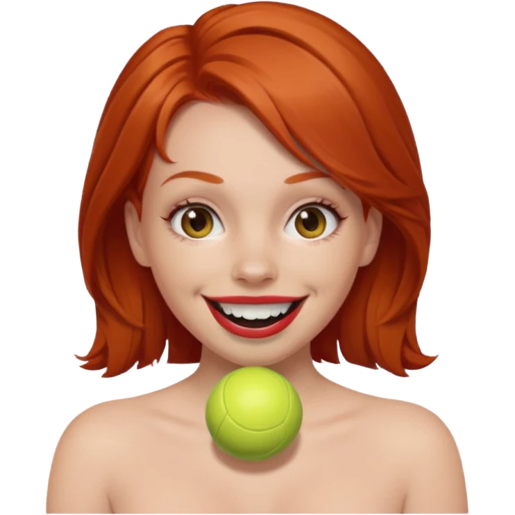 Redhead girl nude with ball gag emoji
