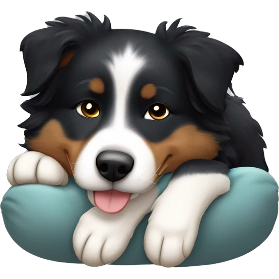 Small black australian shepherd dog sleeping  emoji