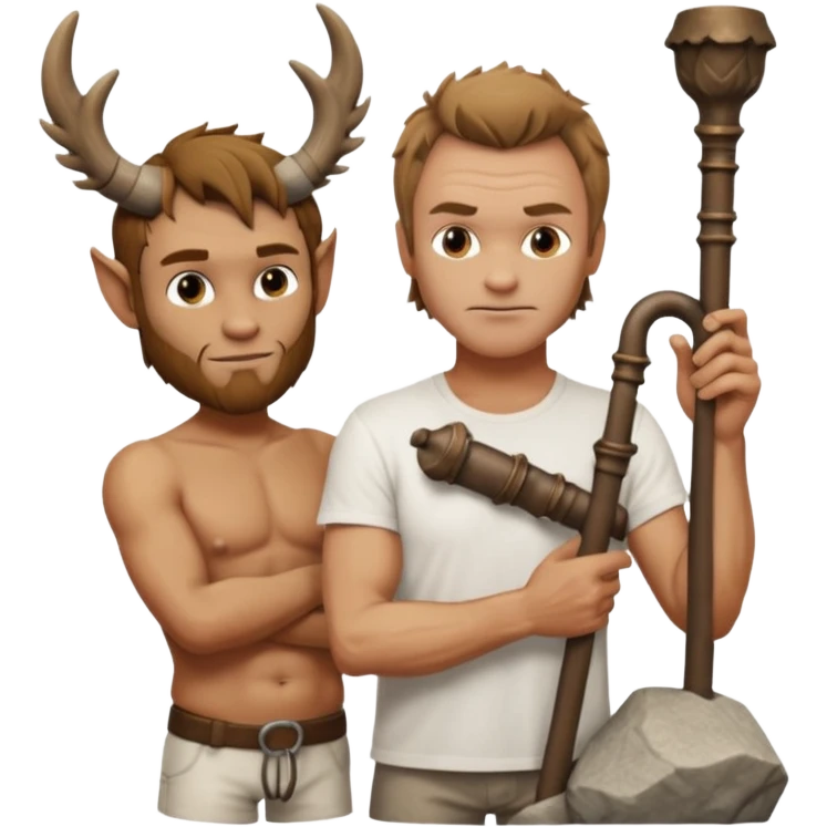 Cinematic realistic ultra HD - musician Sting leaning against a stone sculpture of a satyr with pipes emoji
