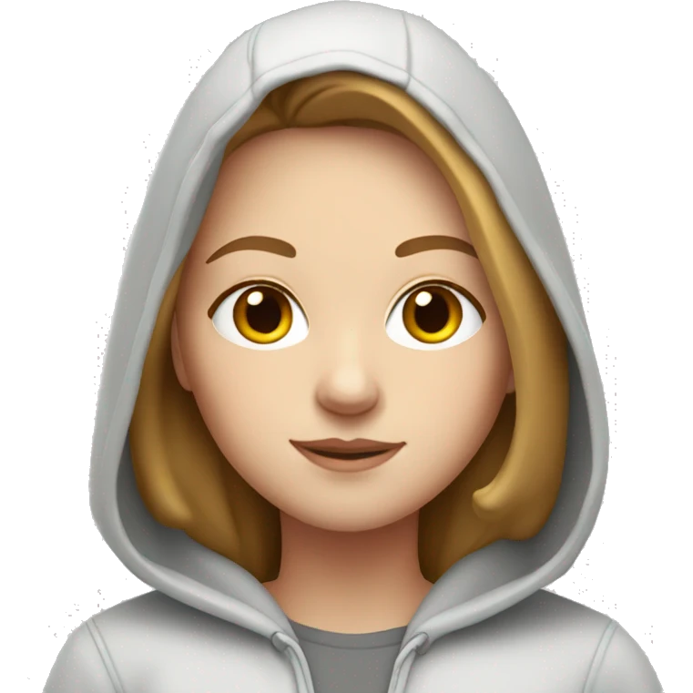 White girl in hoodie with light brown hair emoji