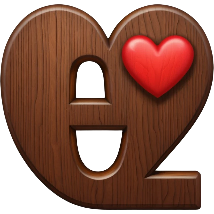 Dark brown Letter with a red heart emoji