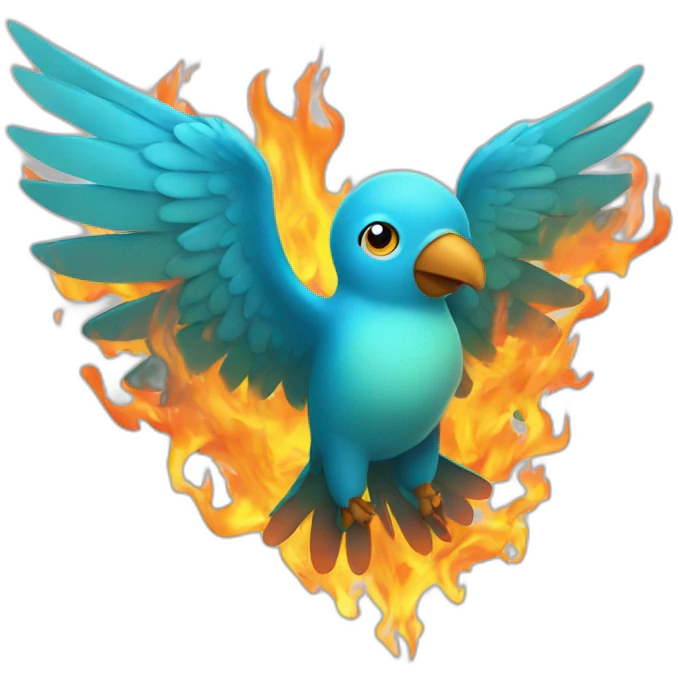 twitter bird with flame wings fire emoji