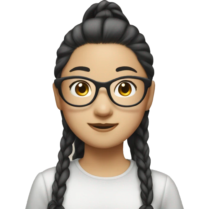 asian girl wearing clear glasses and a high pony tail emoji