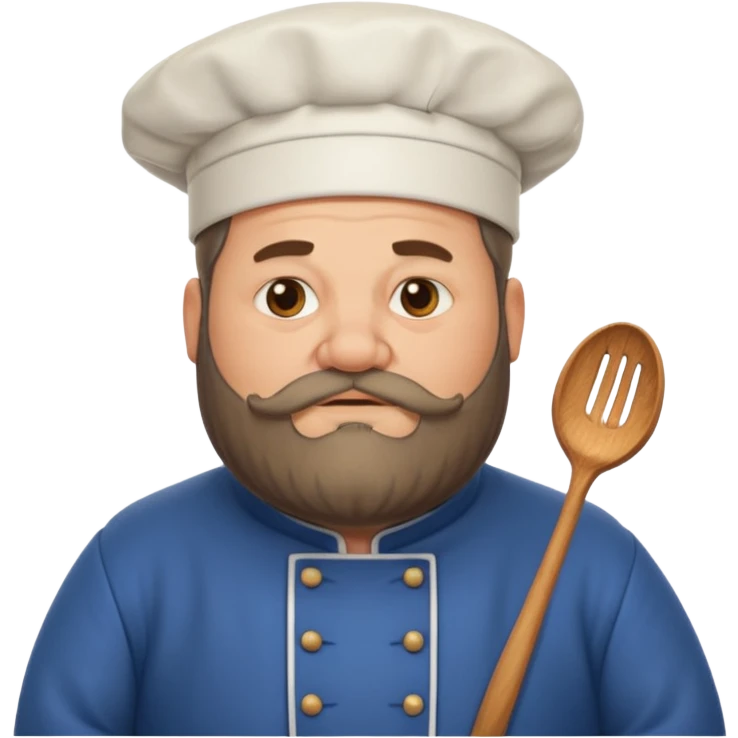 medieval fat chef, middle-aged, bearded, sly, grim-faced emoji, eil fac like hes hidinsomething emoji