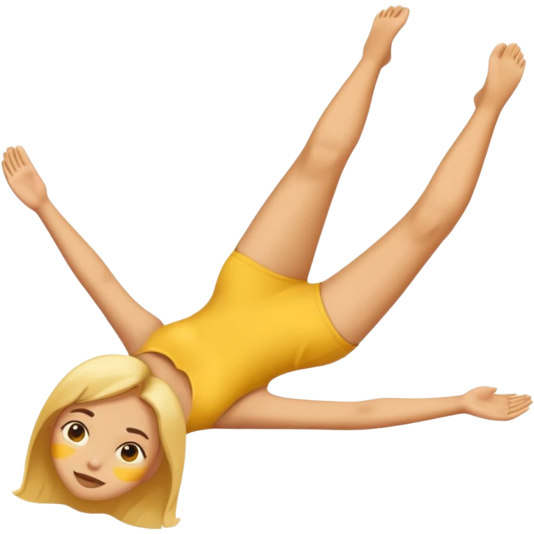 Yellow skin emoji girl lays down facing camera with legs up emoji
