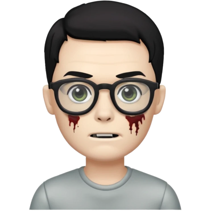 zombie boy with black hair and glasses bitmoji emoji