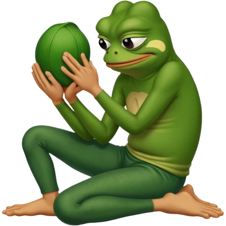 Pepe the frog kneeling and praying in front of man’s feet emoji