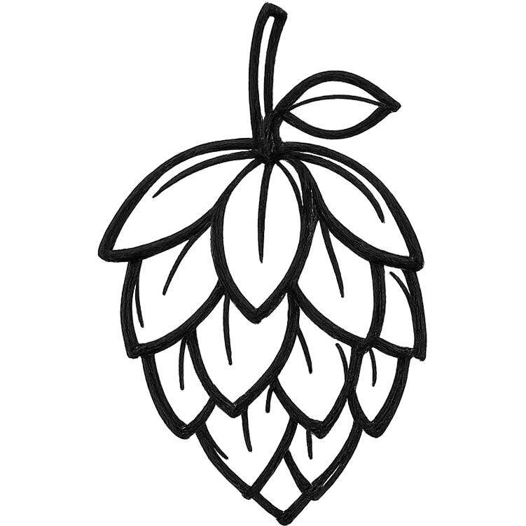 hand drawn style hop flower, black and white, no background emoji