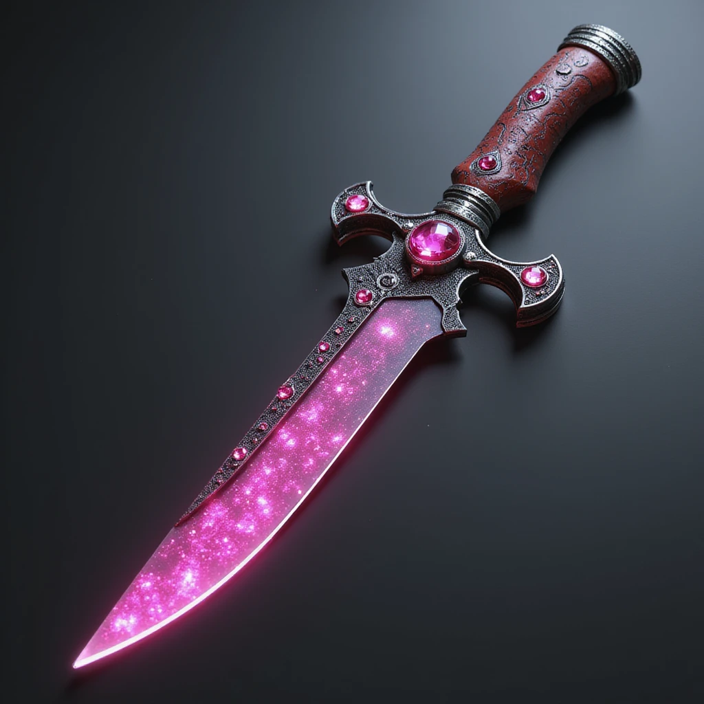 realistic gothic knife with pink and gemstone accents, photorealistic style emoji