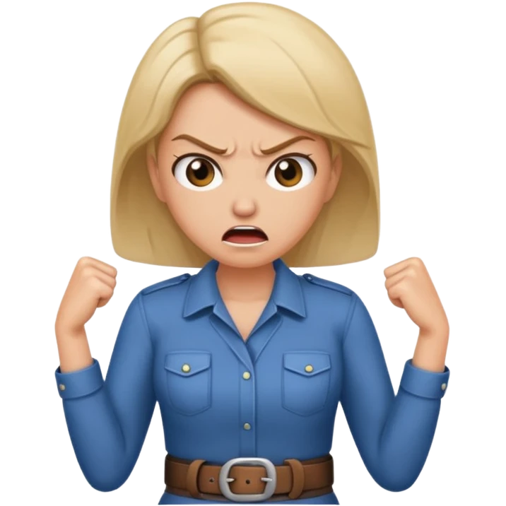 mom with a belt in her hands and an angry expression on her facd emoji