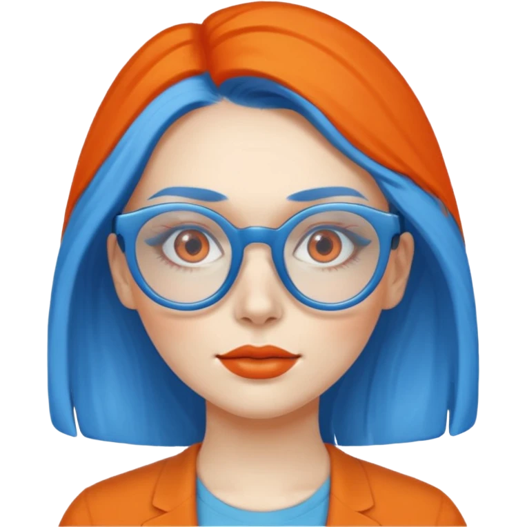 blue skinned orange glassed woman emoji