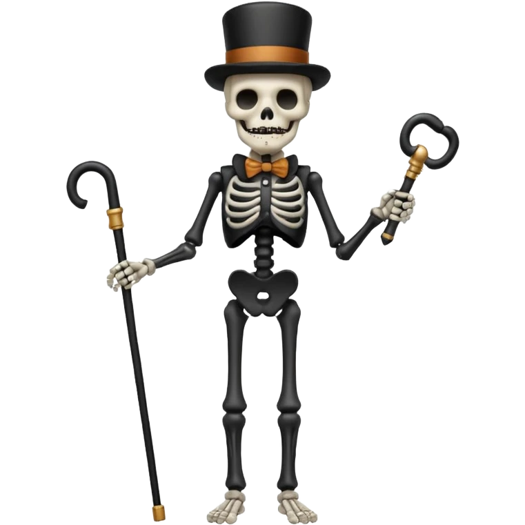 Skeleton with a walking cane and a fancy moustache  emoji