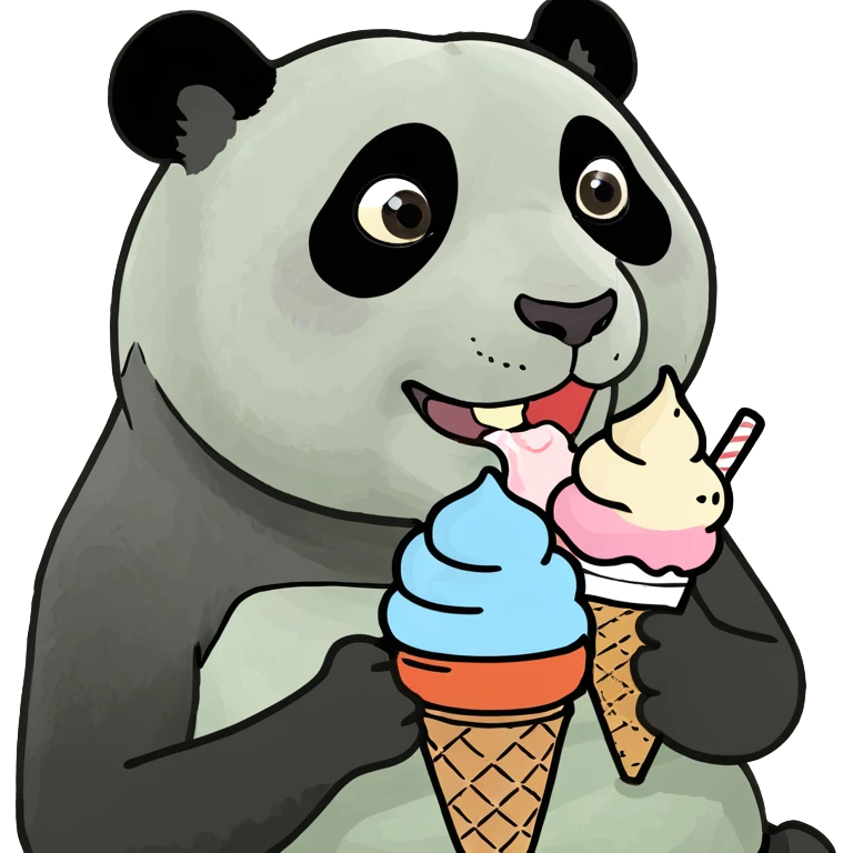 Panda eating ice cream emoji