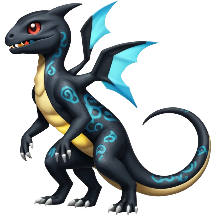 Shiny Duskull-Salandit-Umbreon-Charmeleon-Fakémon-hybrid-creature (full body)  emoji