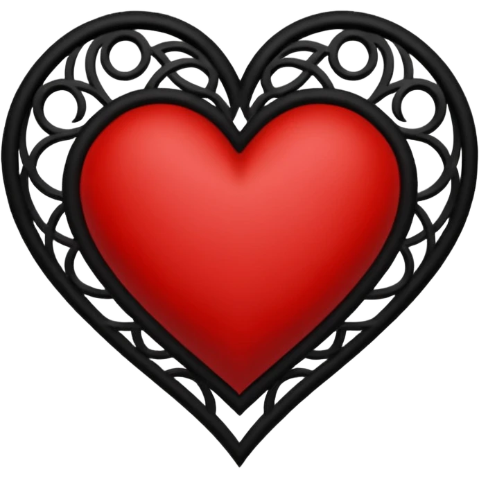 Black and red heart tattoo style emoji