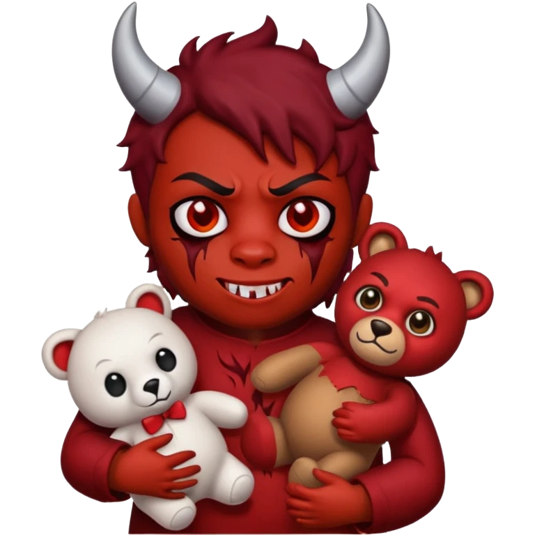 Devil hurting a teddy bear emoji