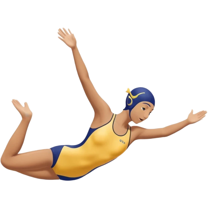 A swimmer is about to dive into the pool. She is in the pose of diving in the air with the hands above the head emoji