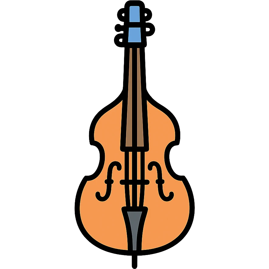 upright bass, outlined, colorful emoji