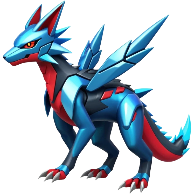 Shiny Futuristic Modern Zeraora-Dialga-Zoroark-fusion emoji