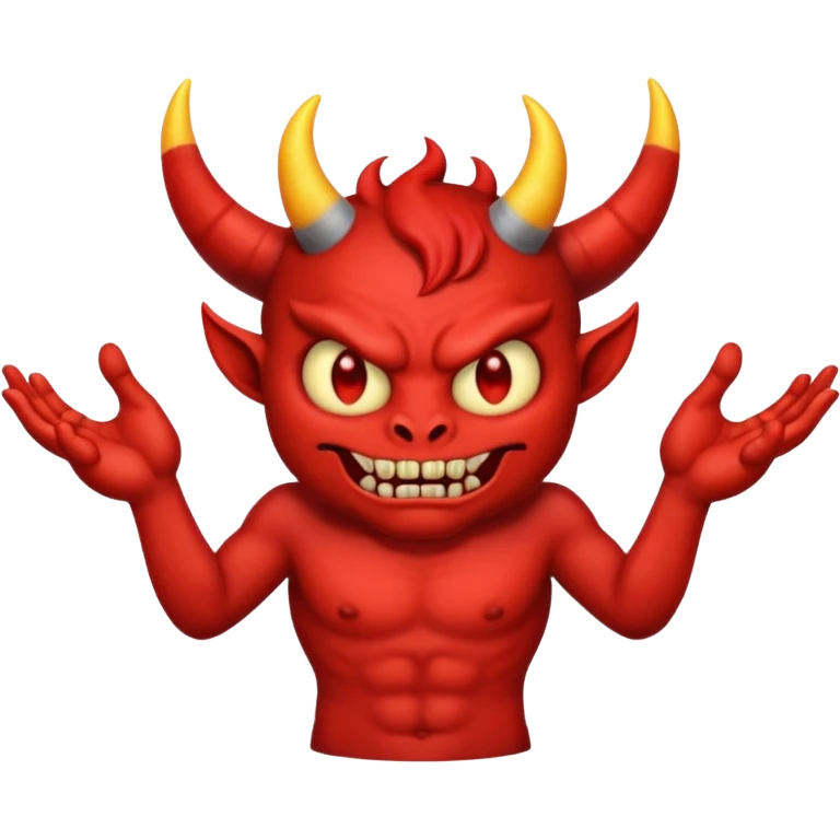 A demon with 2 hands one hand has a 9 on top and the other hand has a 9 on top  emoji
