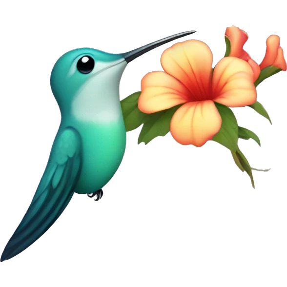 hummingbird Bird with long tail and flowe emoji
