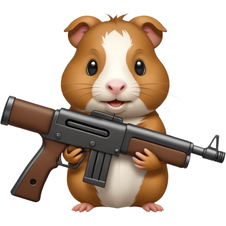 guinea pig holding a machine gun, emoji style emoji