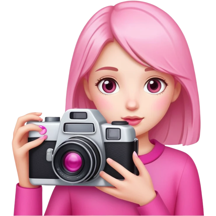 A girl with a pink camera  emoji