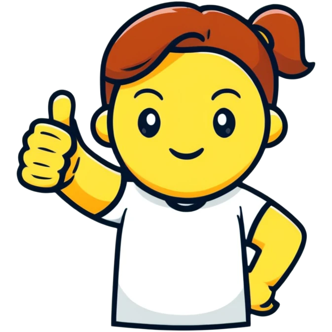 Girl showing one thumb up and one thumb down, indicating mixed opinion emoji