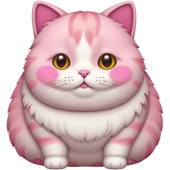 Kawaii Fat cat with short pink fur and short little legs  emoji