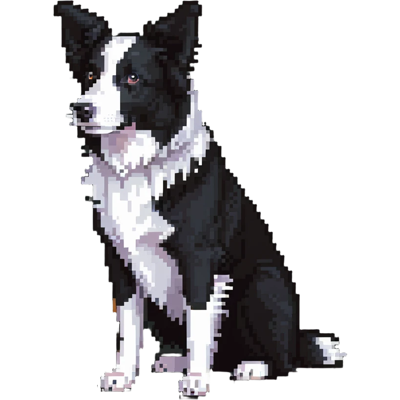 Border collie dog with only one black ear emoji